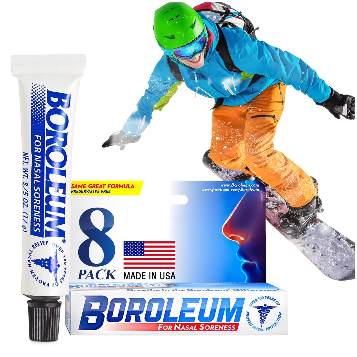 Boroleum for Nasal Soreness, 3/5 Ounce Each (Value Pack of 8)