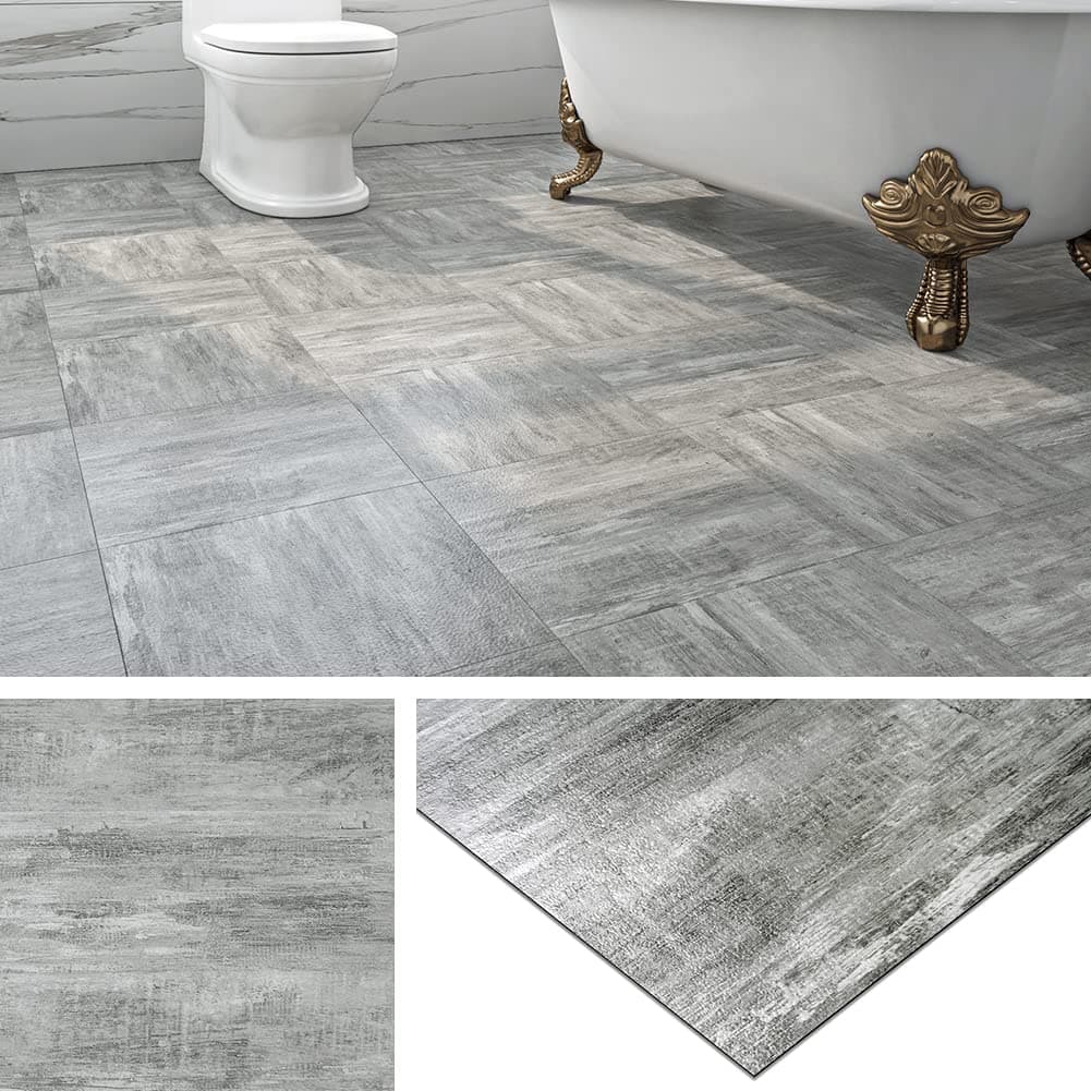 Self Adhesive Floor Tiles Wood Effect Grey