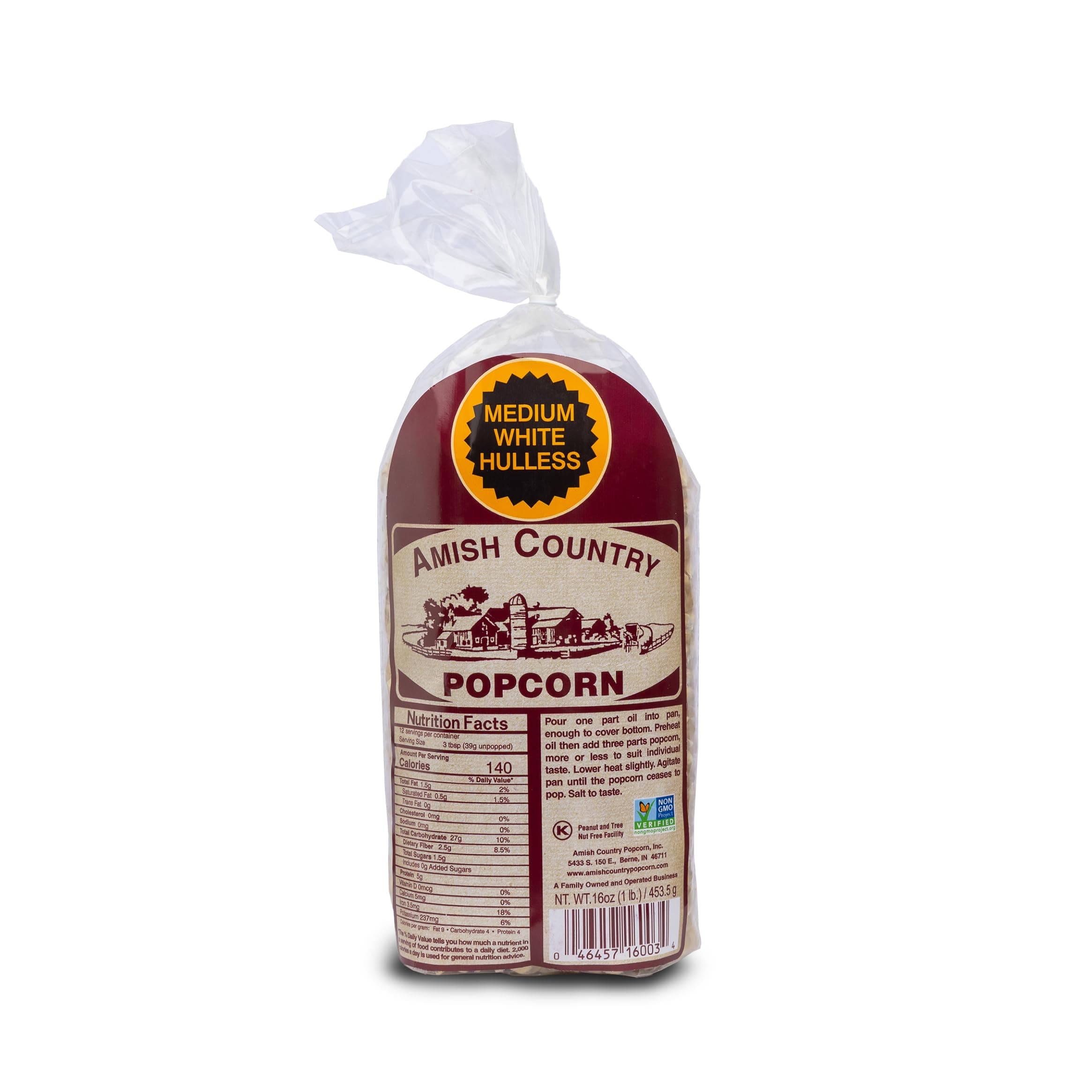 Amish Country Popcorn | 1 lbs Bag | Medium White Popcorn Kernels | Old Fashioned, Non-GMO and Gluten Free (Medium White - 1 lbs Bag)