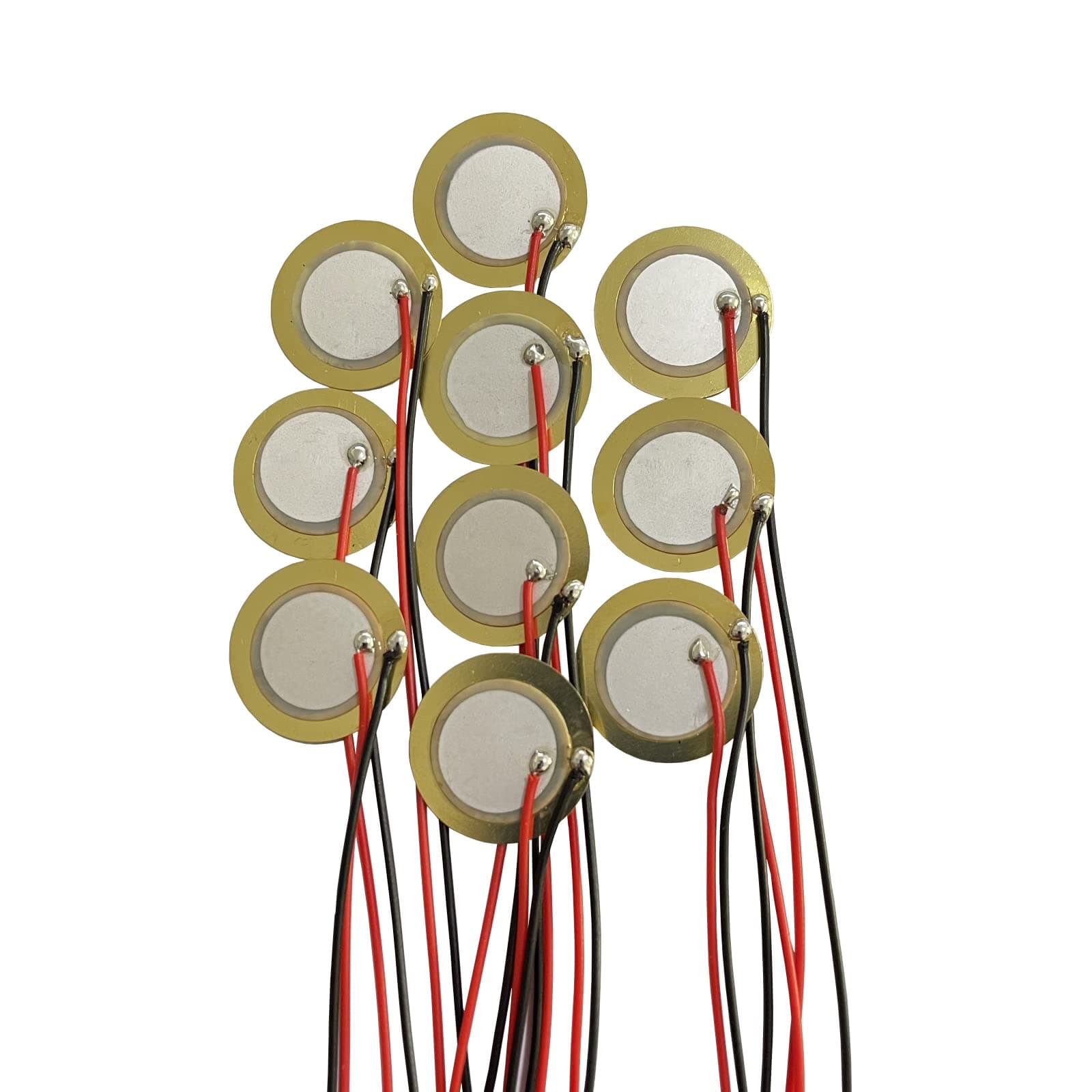 10PCS 35mm Piezo Disc Transducer Contact Microphone Trigger Sound Sensor with 3.94 Inches Wires for Acoustic Instrument，Mic Drum Trigger Acoustic Pickup CBG Guitar