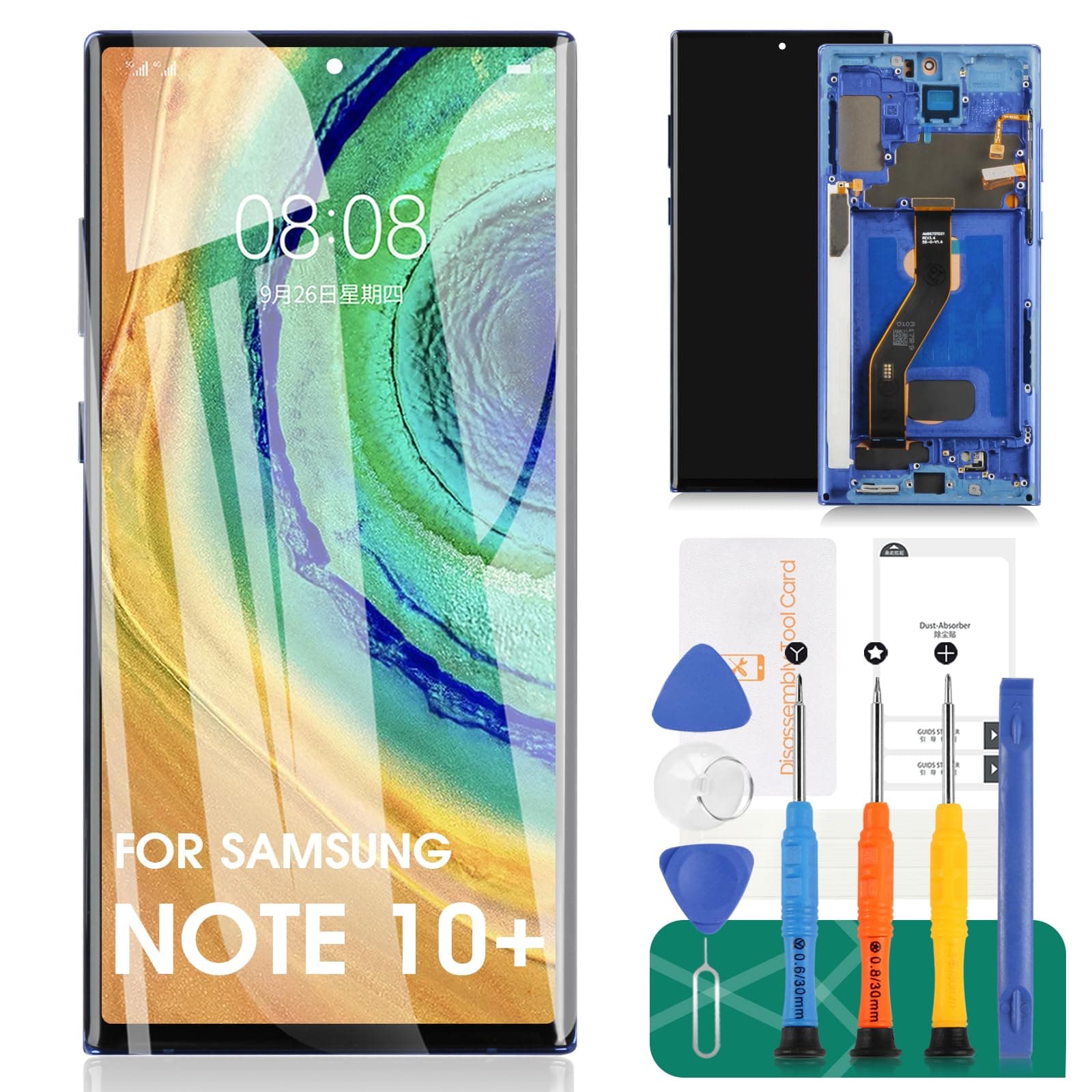 OLED for Samsung Note 10 Plus Screen Replacement for Samsung Galaxy Note 10 Plus 4g/5g LCD Screen for Galaxy SM-N975 SM-N976 LCD Touch Screen Digitizer Assembly Repair Kits with Frame (Blue)