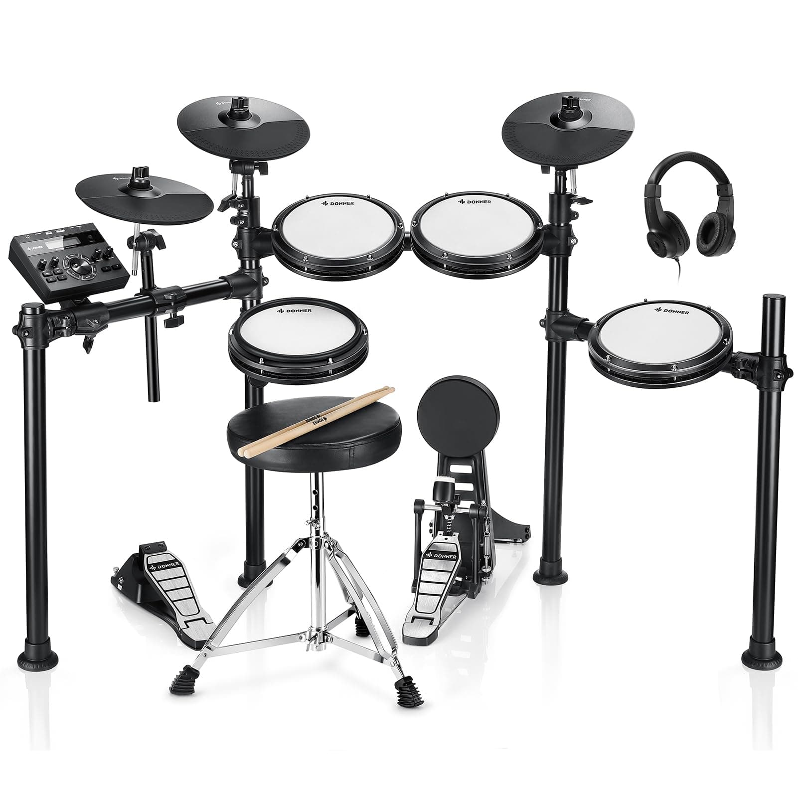 Donner DED-200 Electric Drum Set With Drum Throne/Maple Stick/Earphone/Audio Cable