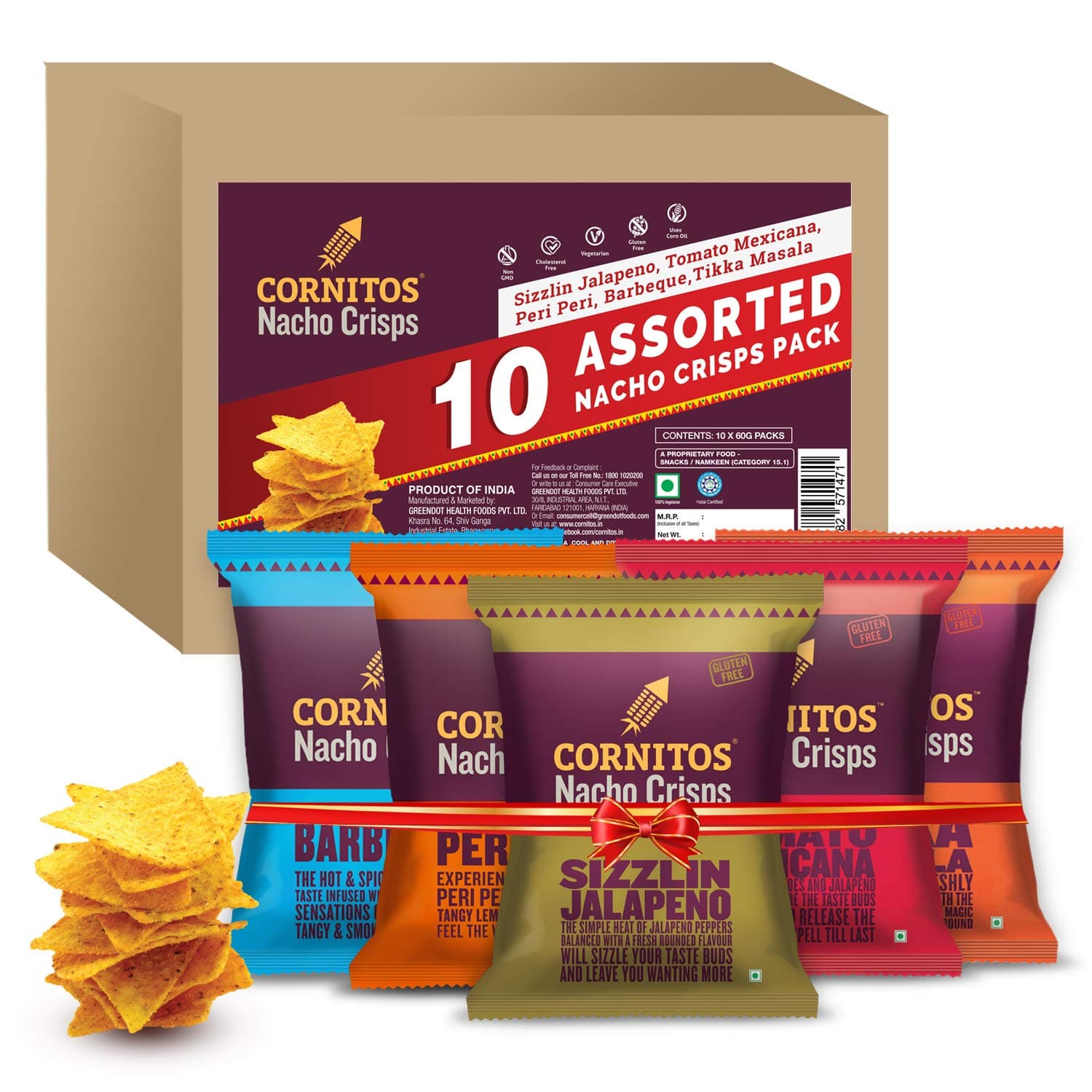 Cornitos Assorted Nacho Crisps 550 grams, Pack of 10 x 55 grams