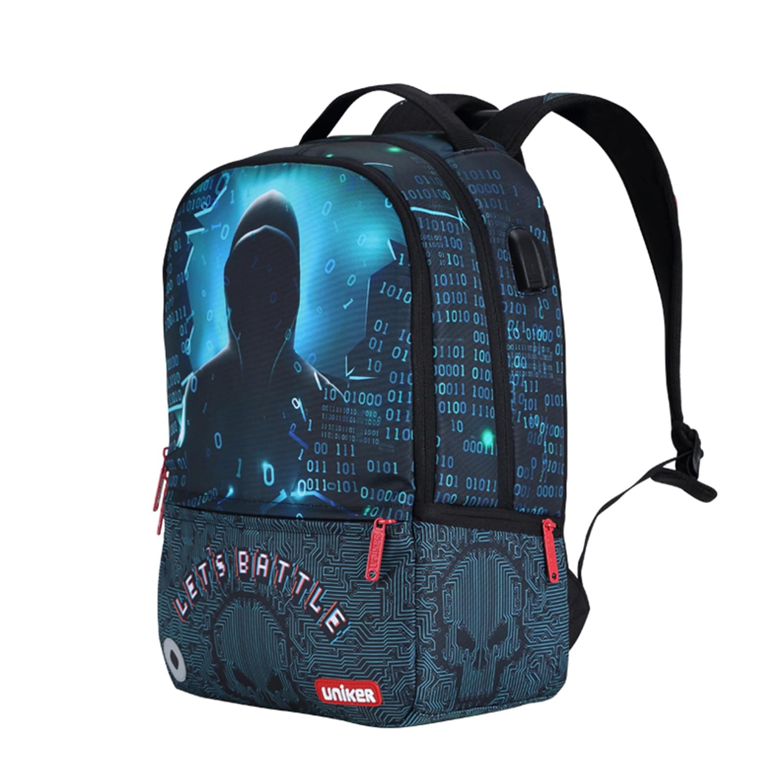 Laptop Backpack with USB Port,Graffiti Backpack for Work,Space School Backpack,Designer Laptop Backpack for 15.6 Inch, Hacker Man,