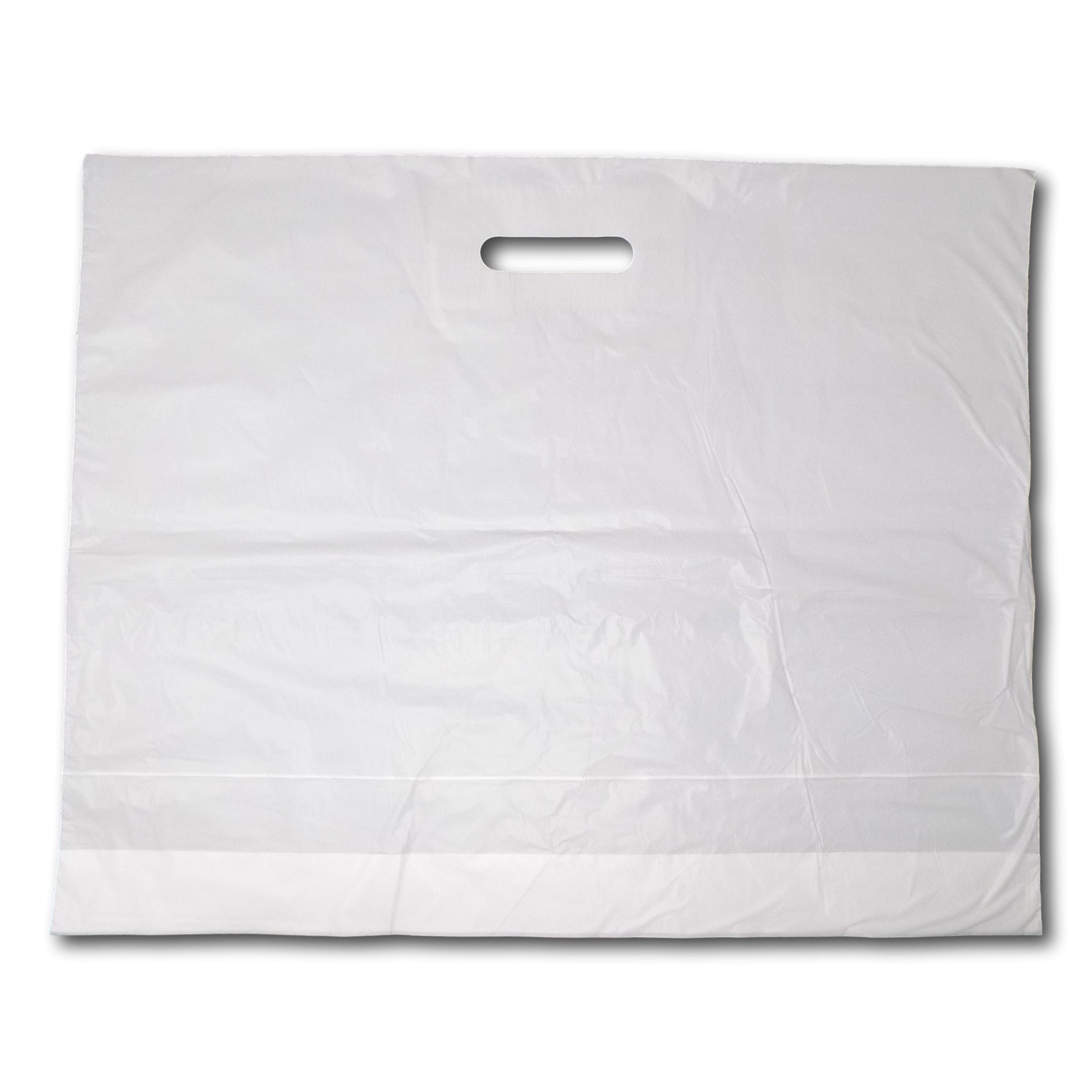100 x Extra Large 22" x 18" x 3" Very Strong Plain White Patch Handle Gift Retail Shopping Plastic Carrier Bags