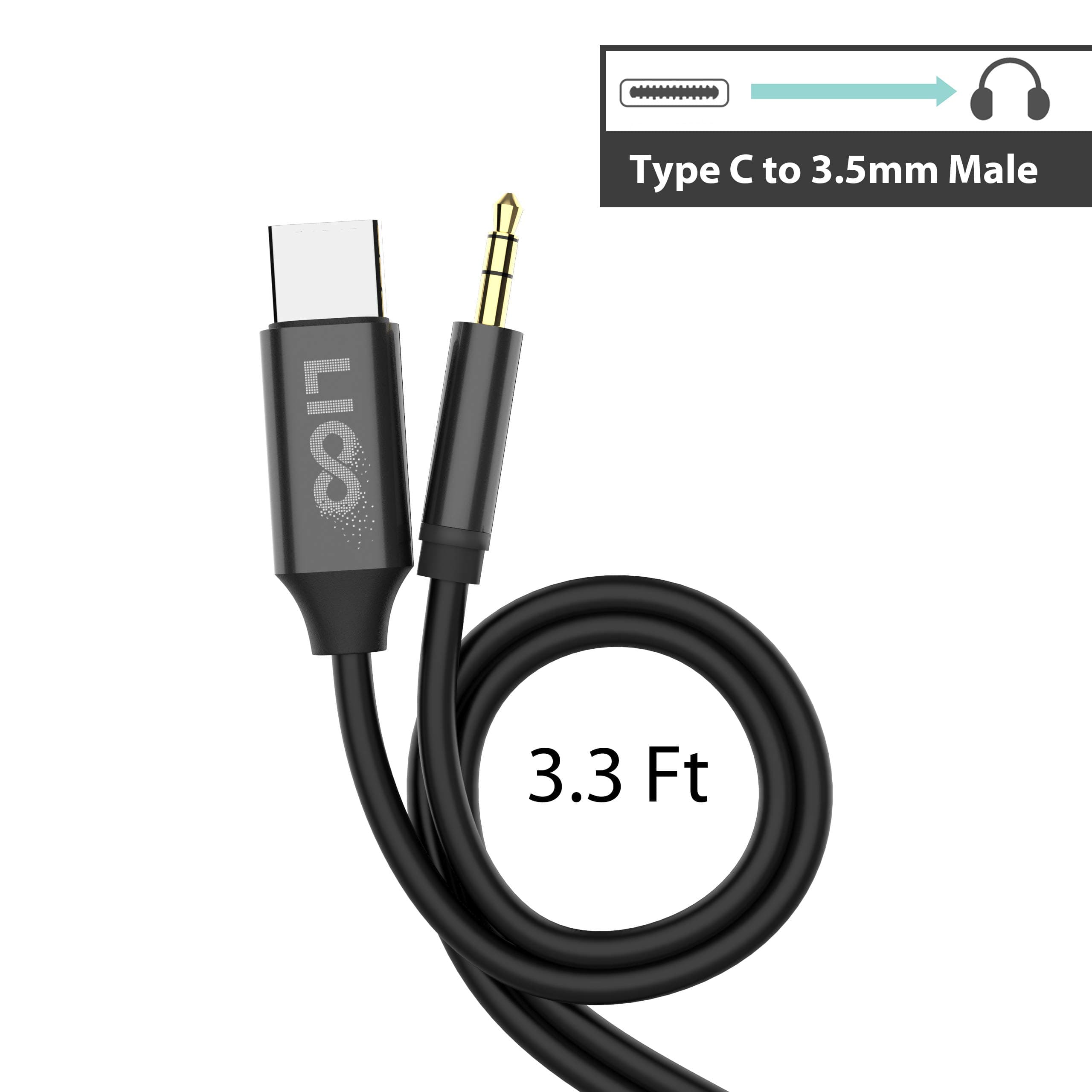 Pixel 2 USB C to 3.5mm Headphone Adapter, Liootech Type C Audio Male Cable with DAC Chip Compatible Pixel 2 2 XL HTC and Type-C Devices