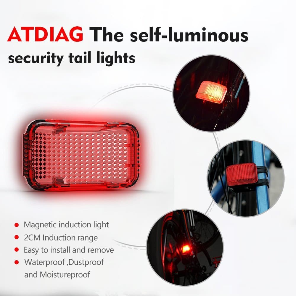 Bicycle Rear Light,Self-Powered Bicycle Tail Light with Magnetic Induction Generate Electricity, No Battery, No USB Charge, Easy to Install Night Safety Flashlight