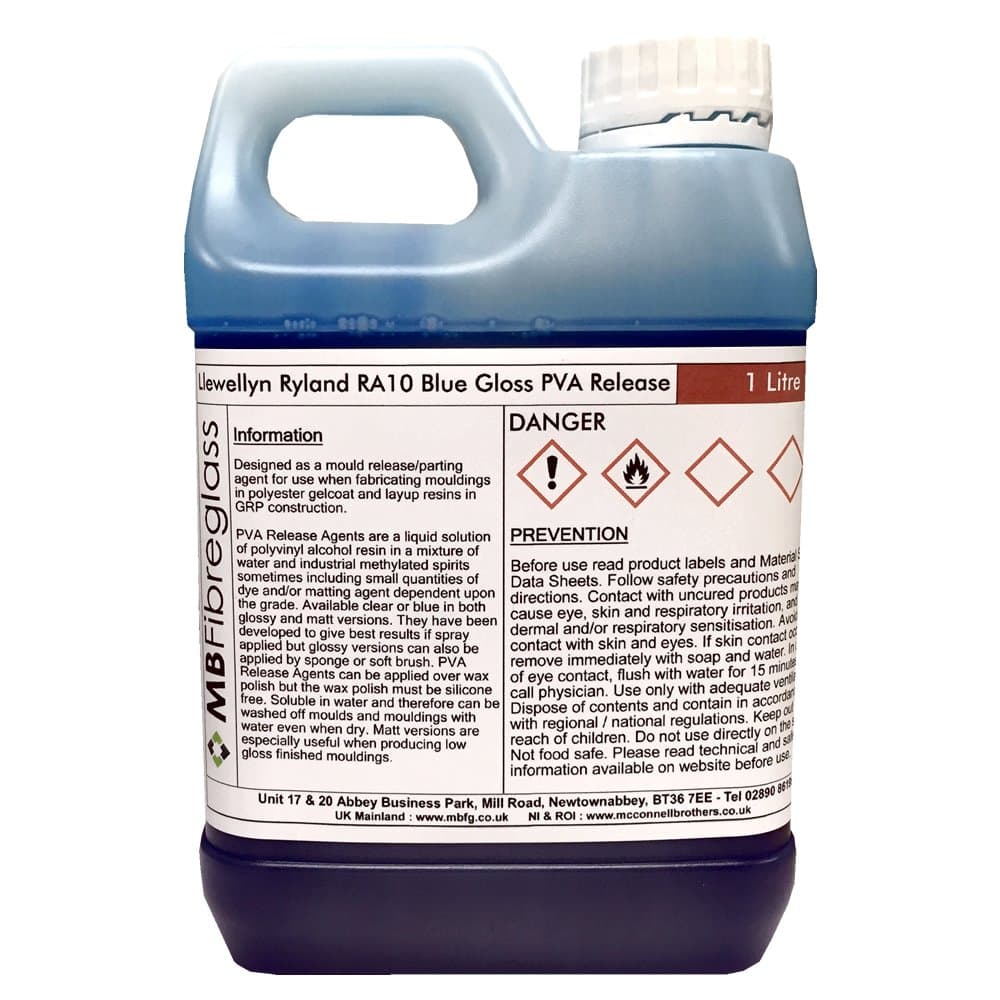 Polycraft LR RA10 PVA Blue Gloss Release Agent - 1 Litre (1000ml)