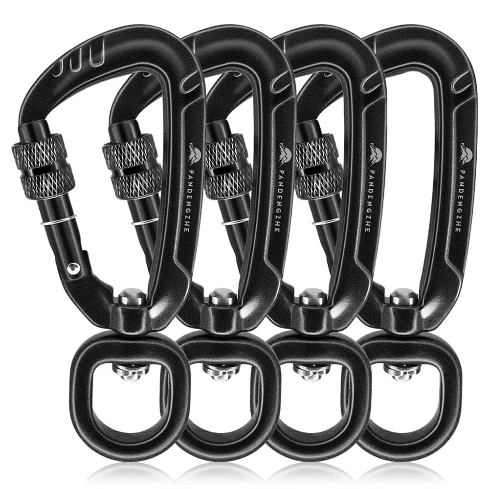 Locking Carabiner Clips 2.5" with Swivel Clasp for Securing Pets, Dog Leash Harness, Camping, Hiking, Backpack, Outdoors, Gym (4 Pack)