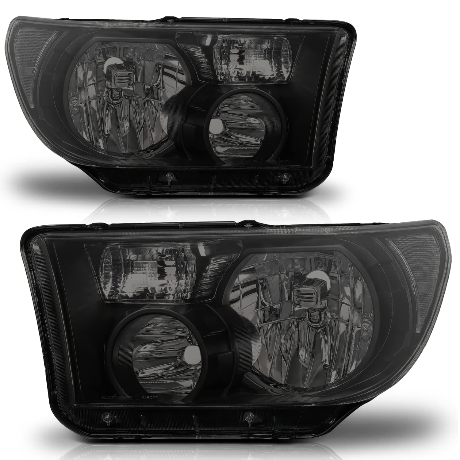 M-AUTO Headlights Headlamps Assembly Left+Right Compatible with 07-13 Toyota Tundra, 08-17 Sequoia, OE Style Black Housing Clear Corner Head Lights