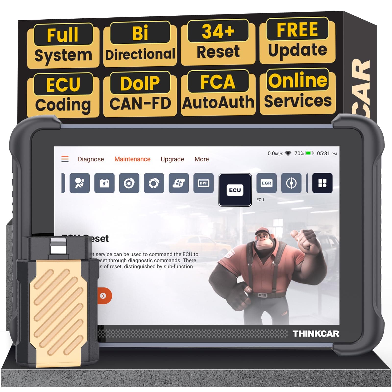 THINKCAR Car Diagnostic Tool, TK689BT Bidirectional Diagnostic Tool, All System Automotive Diagnostics, OBD2 Car Scanner with Action Test, 34+ Reset, FCA Autoauth, CANFD&DoIP, Wireless Update