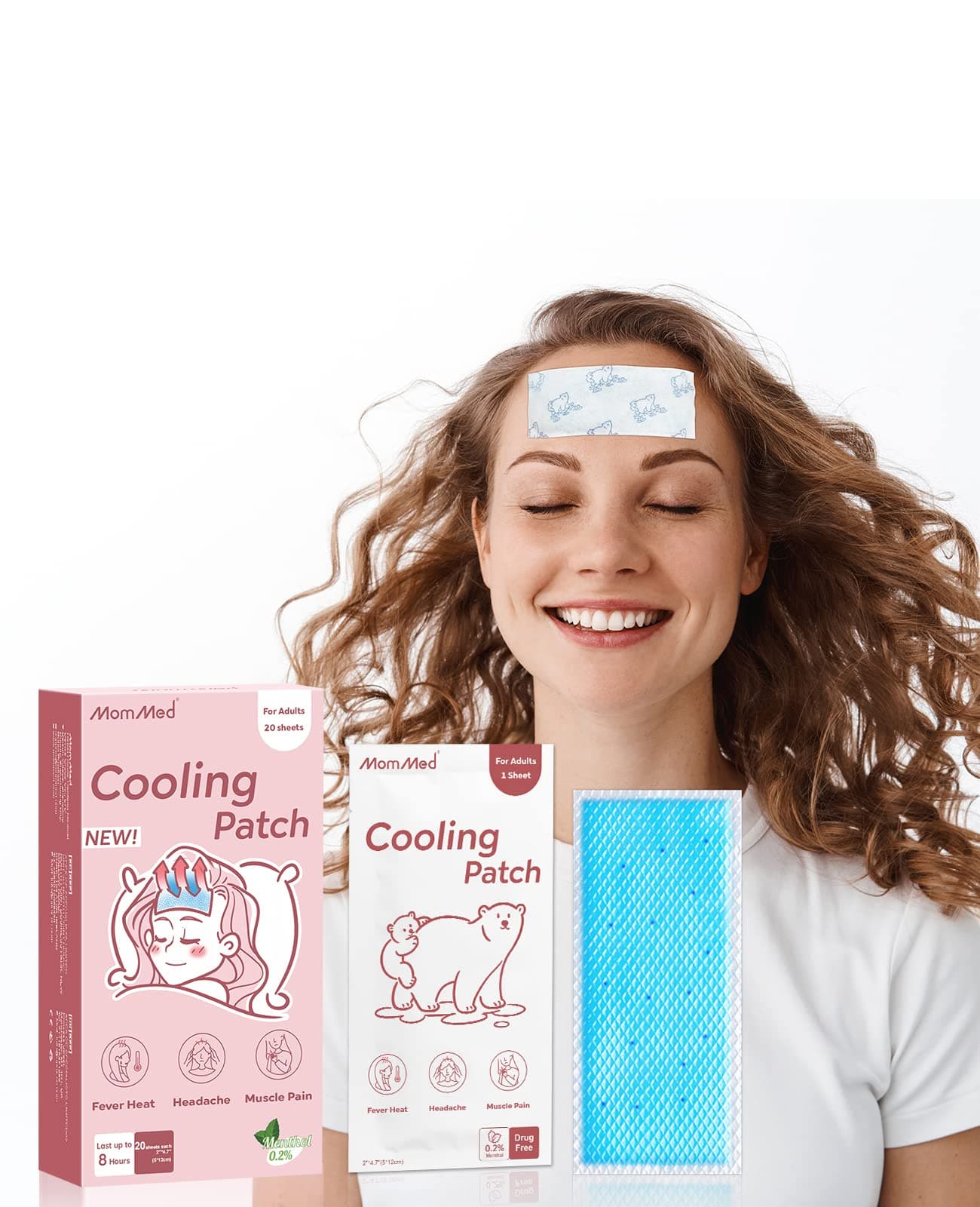 Migraine Relief and Headache Relief, 20 Sheets Cooling Gel Patch for Tension, Headaches, Migraines, Stress Relief ,Heat Relief,Fever Emergency,Home and Travel (Strong Mint)