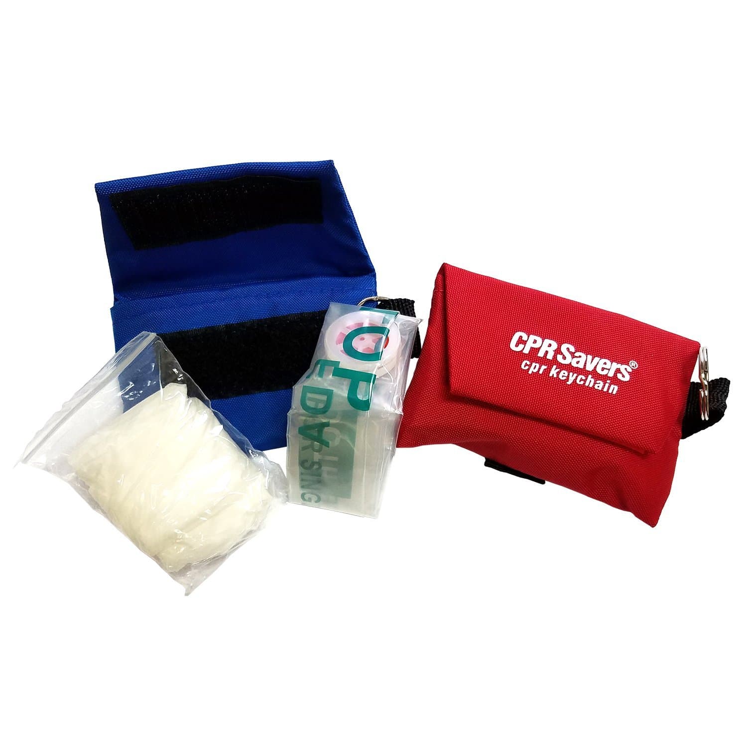CPR Mask and Gloves Key Chain Kit - Red
