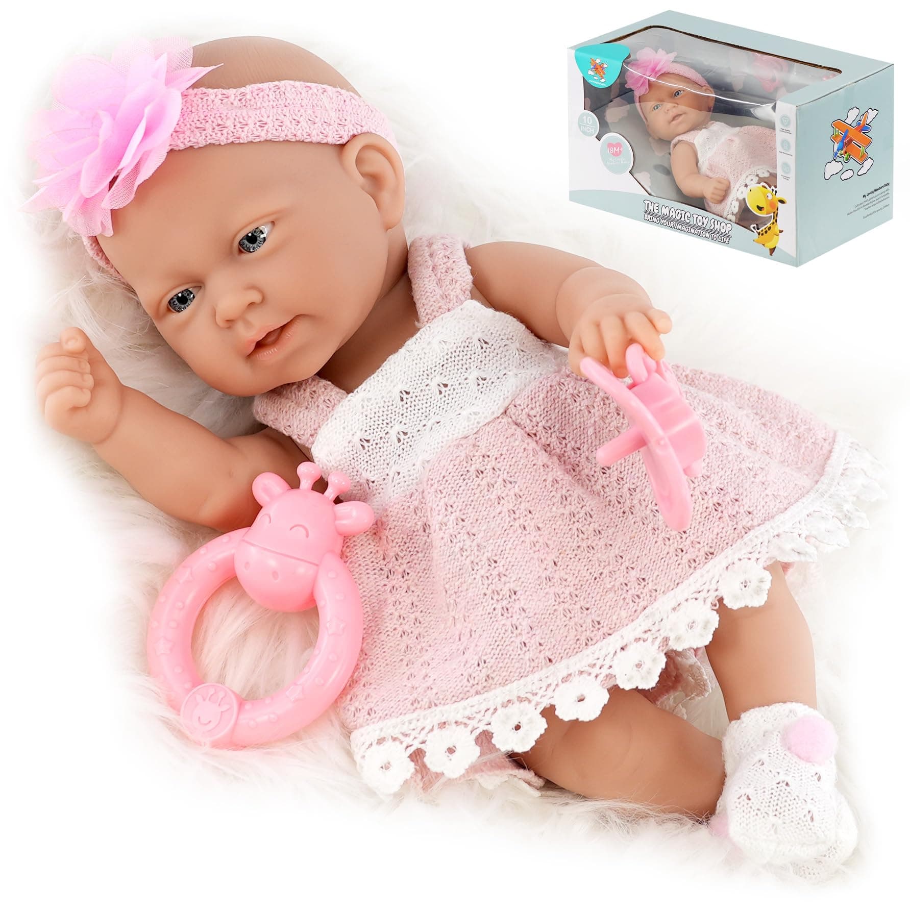 Bibi Doll - 10" Bathable Baby Doll Play Set with Dummy Doll's Accessories Girls Toy