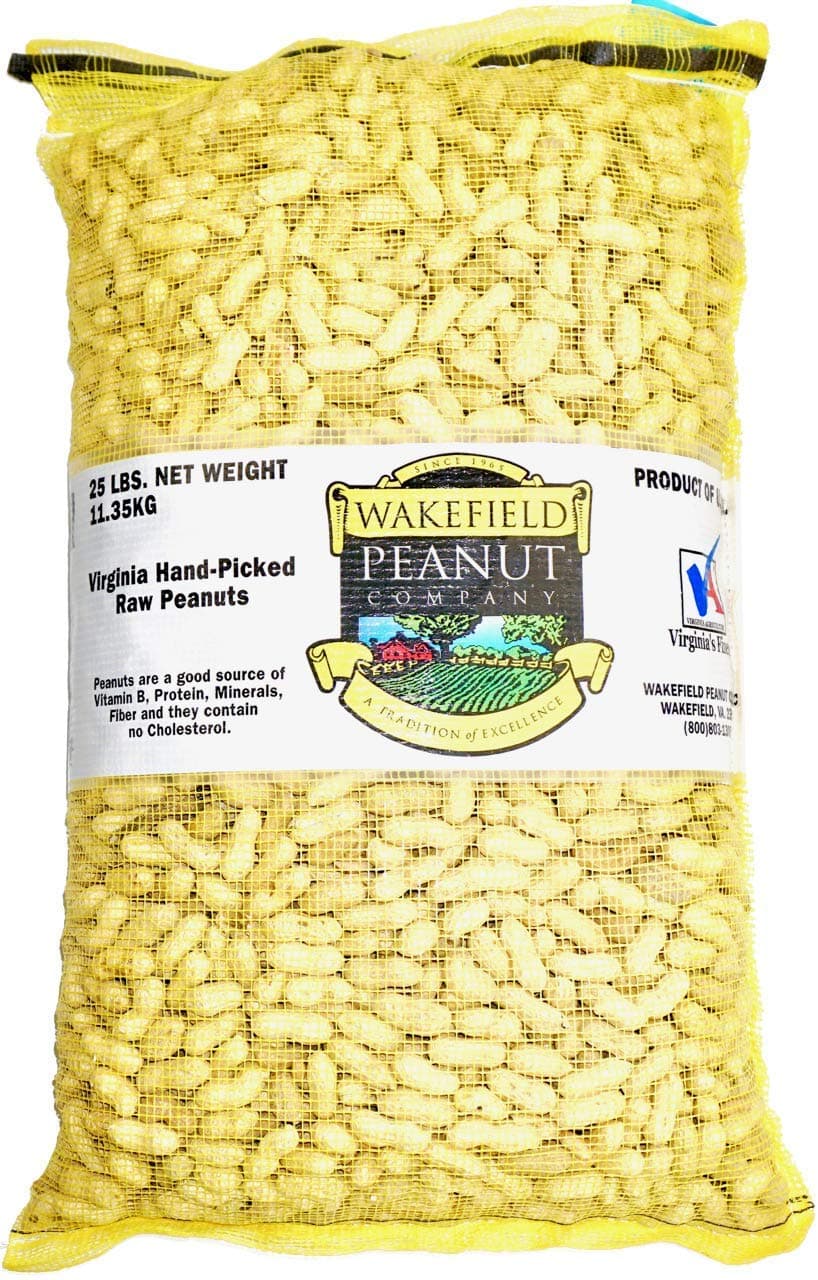 Wakefield Premium Virginia Peanuts In-Shell for Squirrels, Blue Jays & Wildlife - 25 LB Bulk Bag - Hand-Picked, Raw, Unsalted, High Protein Wild Bird & Animal Feed