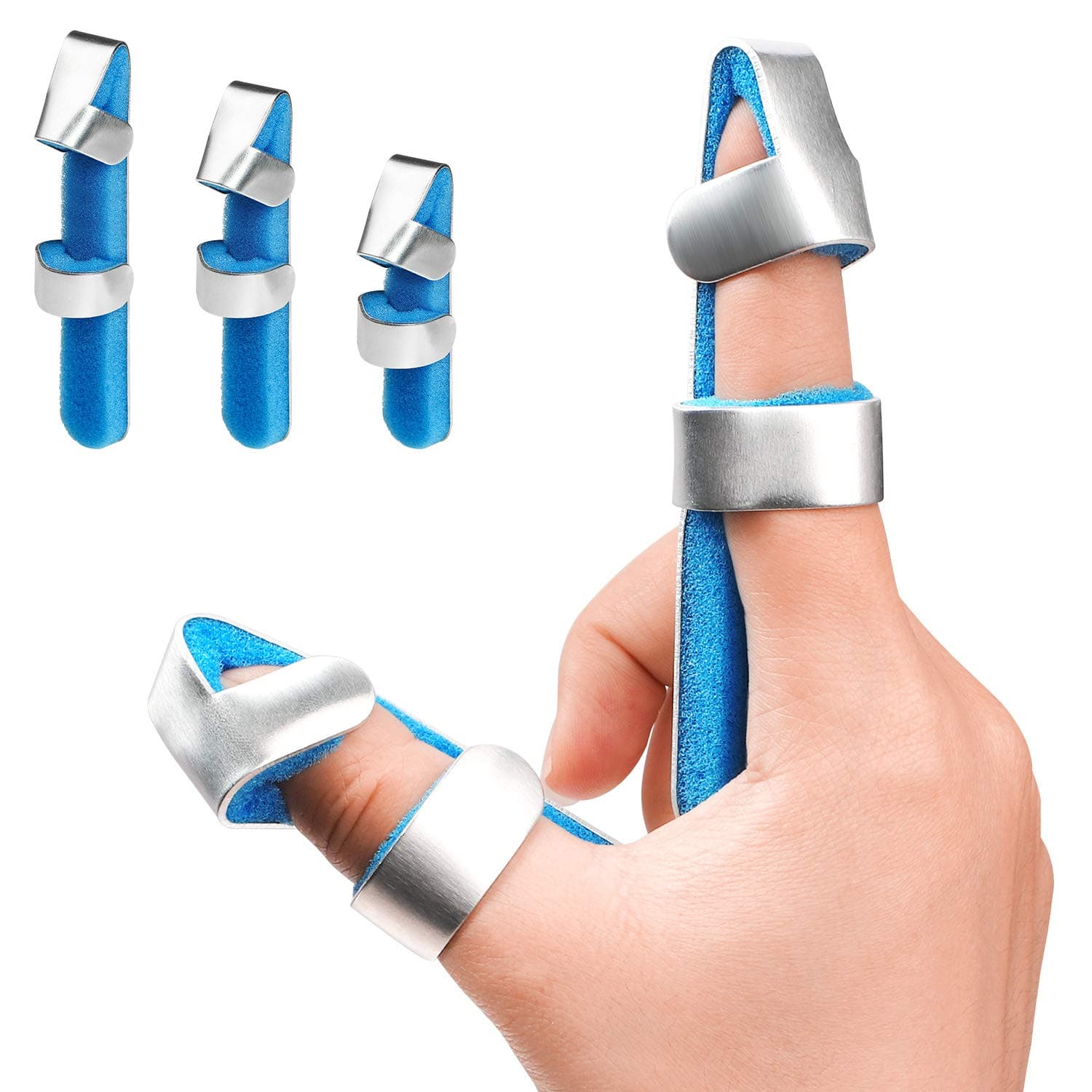 Trigger Finger Splint Brace for Thumb Index Middle Ring Pinky, Metal Foam Broken Dislocated Finger Stabilizer, Aluminum Knuckle Immobilizer