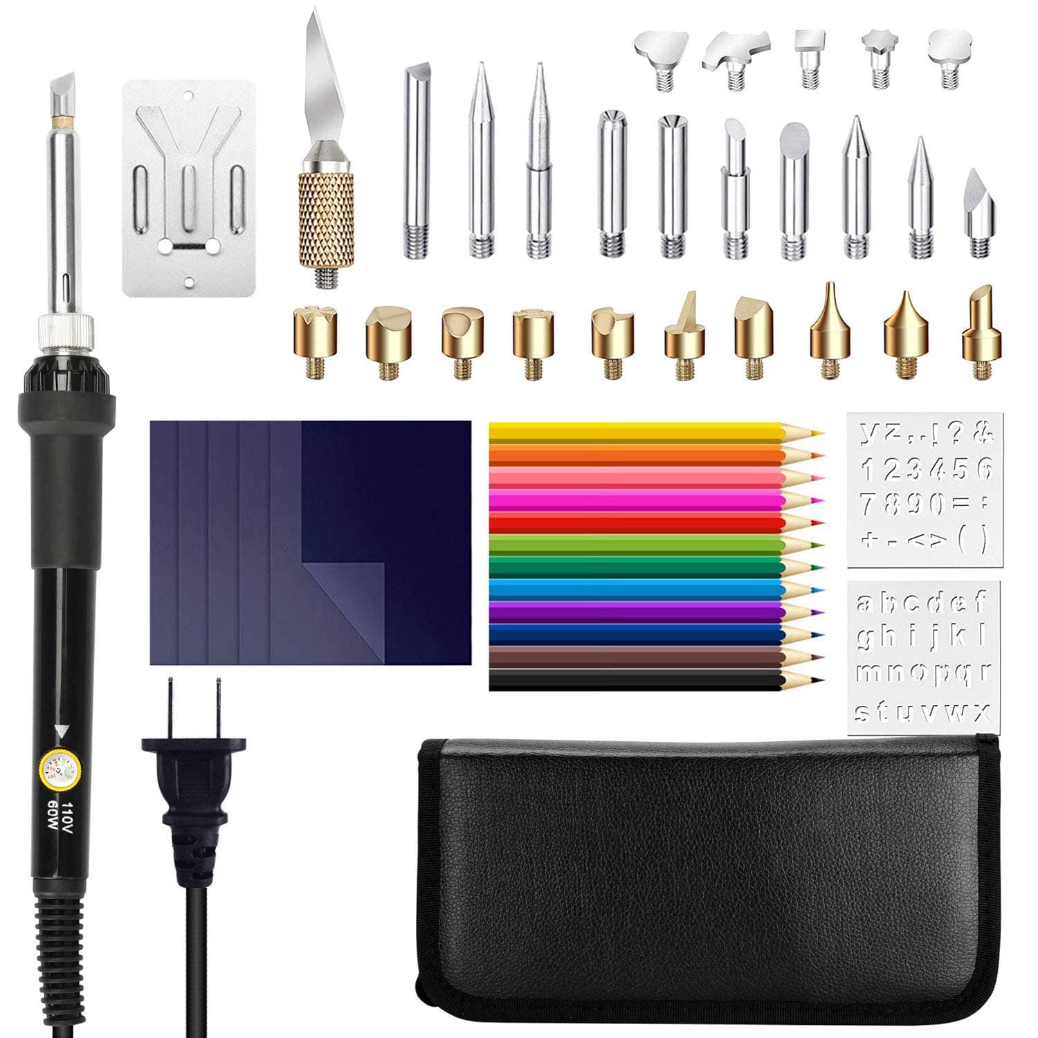 50 PCS Wood Burning Kit Full Set -Professional level Creative Woodburner Set with Adjustable Temperature Pyrography Pen Include Various Wood Embossing/Carving/Soldering Tips