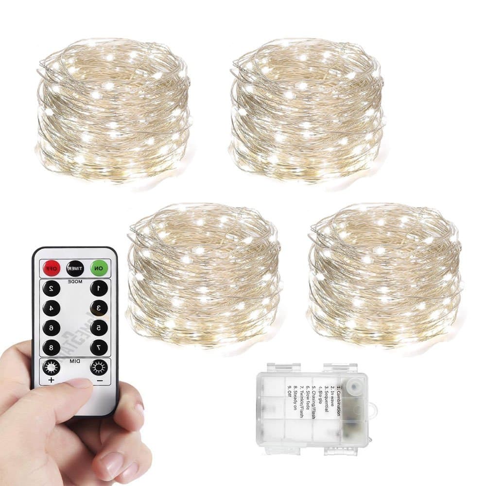 BOOYE LED Light String Adjustable Light Remote Control Flash Fairy Lights Indoor and Outdoor Outdoor Christmas Decorative Lights Decorative Lights Bedroom Garden Party Wedding Warm White (4)