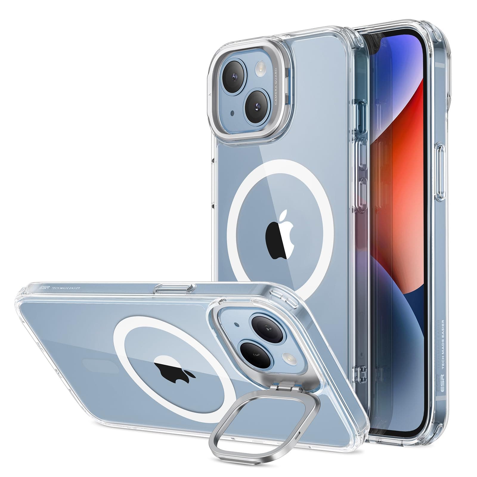 ESR for iPhone 13 Case/iPhone 14 Case, Compatible with MagSafe, Built-in Stash Stand Clear Phone Case for iPhone 13/iPhone 14, Military-Grade Protection Magnetic Phone Case, Classic Series, Clear