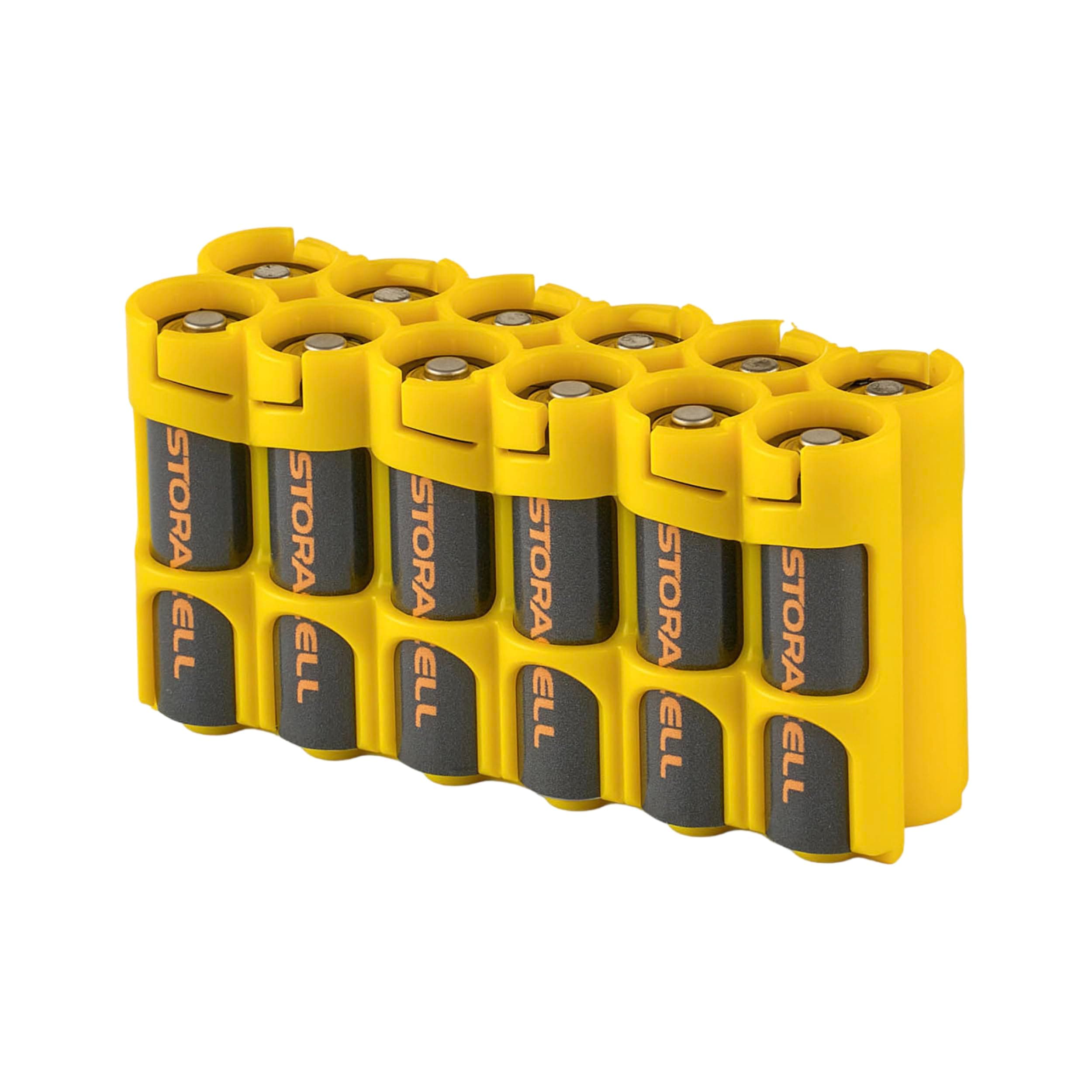 Powerpax 12 AA Battery Caddy - Caution Yellow