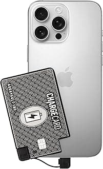 AquaVault ChargeCard – Ultra Slim Emergency Power Bank (2300mAh) – Fits in Wallet – USB-C & Micro-USB – Durable Steel Body – Flight-Safe for iPhone 6-17 & Android - Black