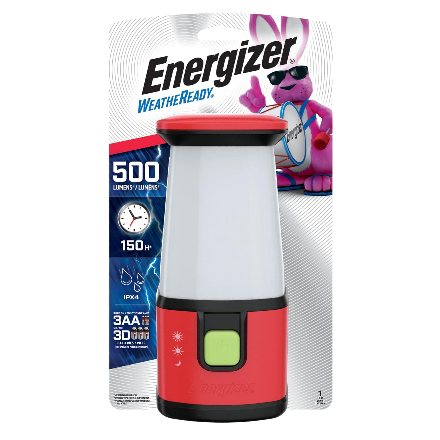 Energizer LED Camping Lantern Flashlight, 650 Hour Run-Time, 500 Lumens, IPX4 Water Resistant, Battery Powered LED Lantern - Use for Hurricane, Emergency Light, Camping