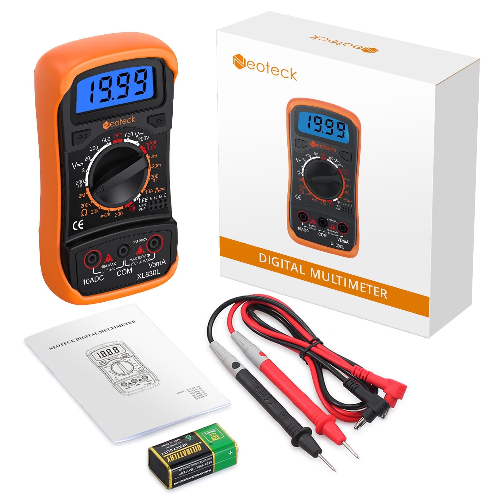 Pocket Digital Multimeter with 2 Test Leads Set
