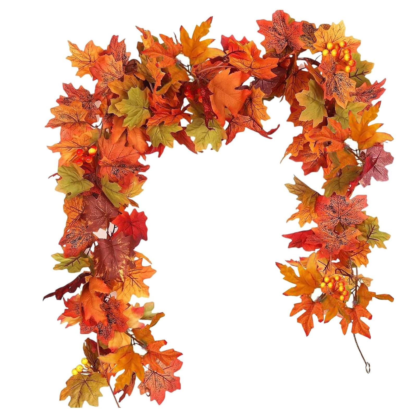 Artificial Autumn Maple Leaves Decor,5.7 Ft Hanging Vine Garland with Hooks for Weddings, Mantle Porch, Thanksgiving,Halloween Decor