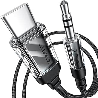 JSAUX Aux to USB C, USB C to 3.5mm Audio Aux Jack Cable Headphone Car Stereo Cord Compatible with iPhone 16/15 Pro Max, Samsung Galaxy S24 S23 Ultra, iPad Pro, Pixel 8-3.3FT