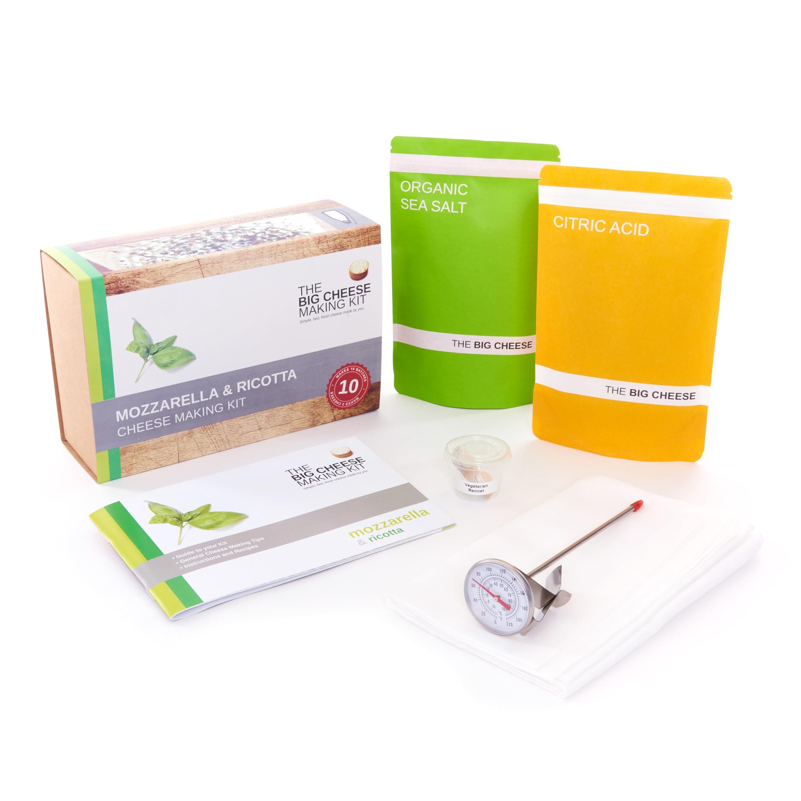 Mozzarella & Ricotta Cheese Making Kit – DIY Cheese Maker, Craft Fresh Mozzarella, Ricotta Cheese at Home – Includes Cheese Making Supplies & Vegetarian Rennet for Cheese Making, 10 Batches