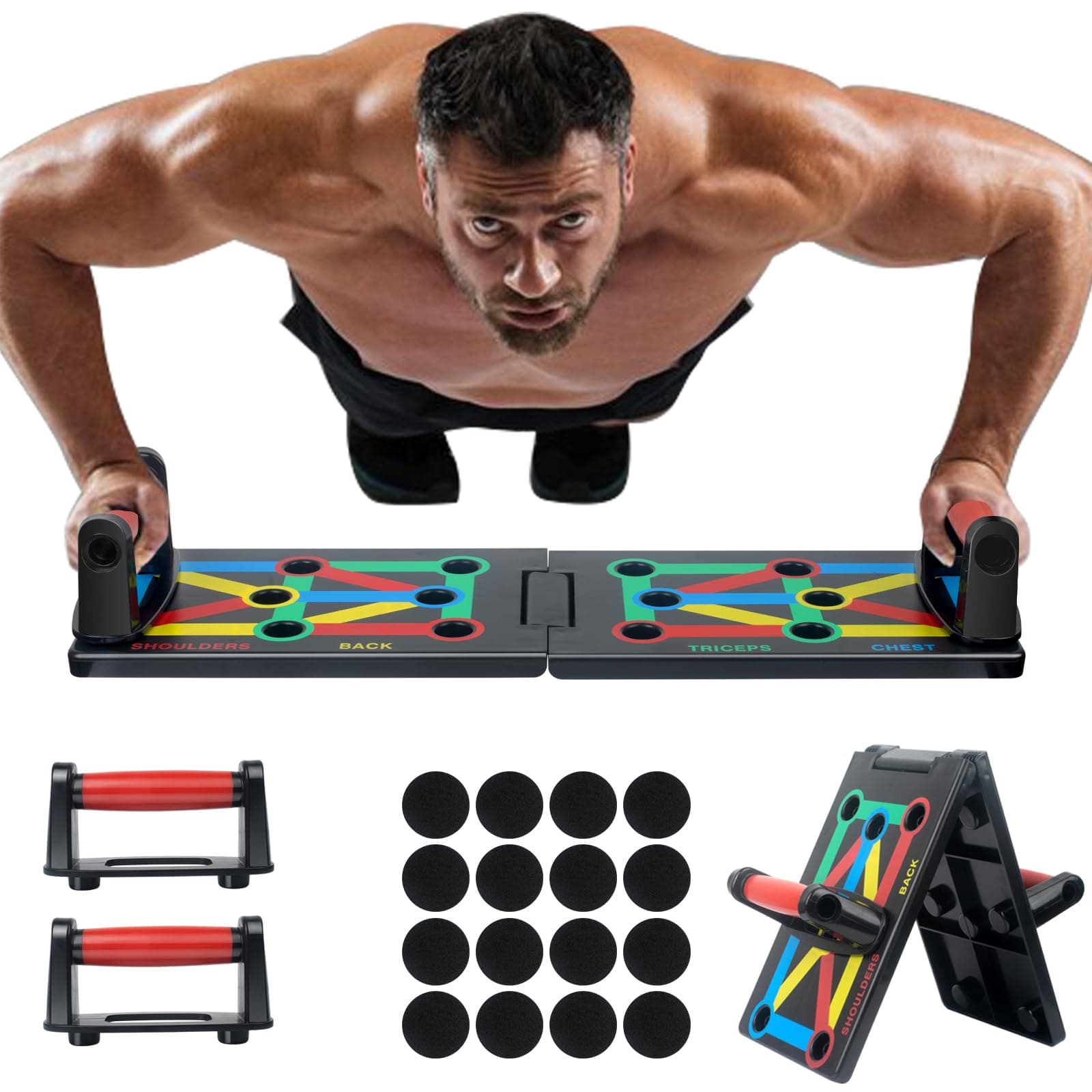 – Push Up Board Foldable 12 in 1 Press Up Boards Fitness Gym Muscle Strength Push-Up Stand, Portable Exercise Equipment for Men Women Home Workouts