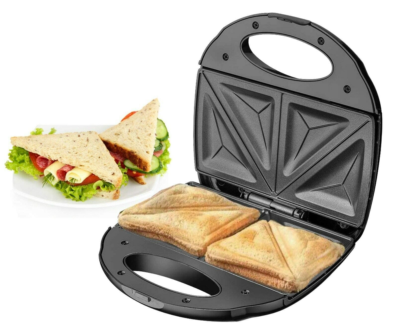 Sandwich Maker 2 Slice Sandwich Toaster Machine Non-Stick Easy Clean 750W Triangle cooking, Non-stick coating plate