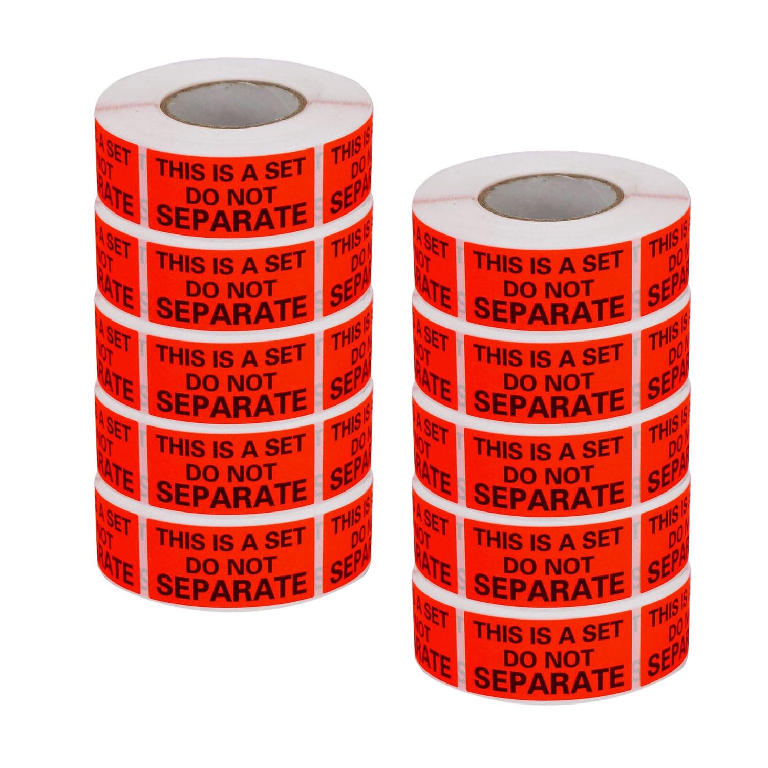 LINE42 This is a Set Do Not Separate Labels, Fluorescent Orange FBA Packing Labels (1in. X 2in. - 500/Roll), 10 Rolls, Total 5,000 Labels