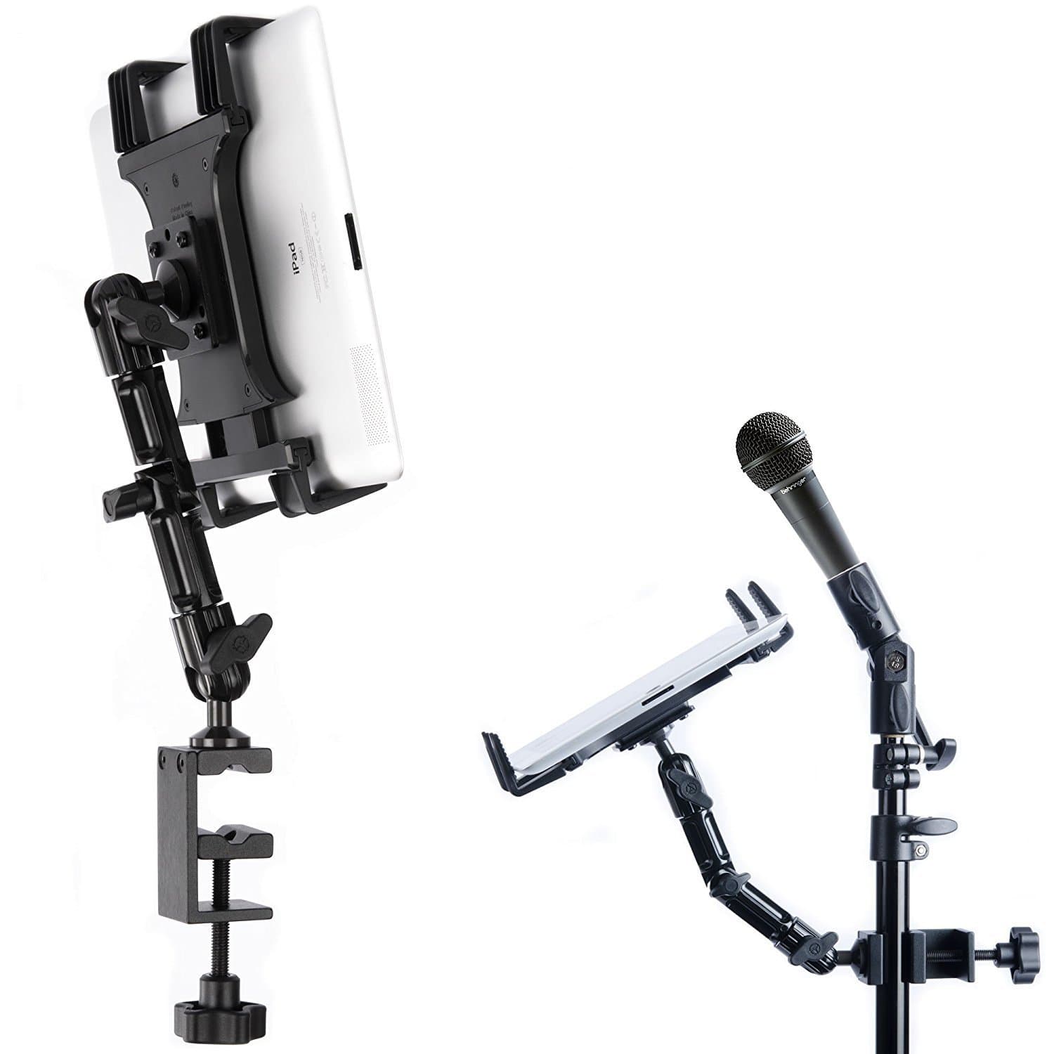 Tackform Tablet Mount for Microphone Stand - Professional Grade Holder - Compatible with iPad, Galaxy Tab, and More.