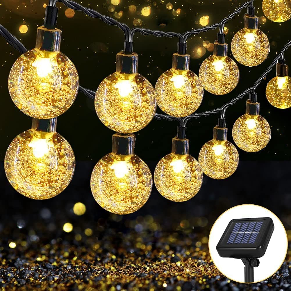 Epyz Solar Light Outdoor Waterproof String 30 LED Decorative Lighting Crystal Ball for Garden, Home, Patio, Lawn, Party, Holiday, Indoor, Party Decorations [ 20 Feet - Warm Yellow ]