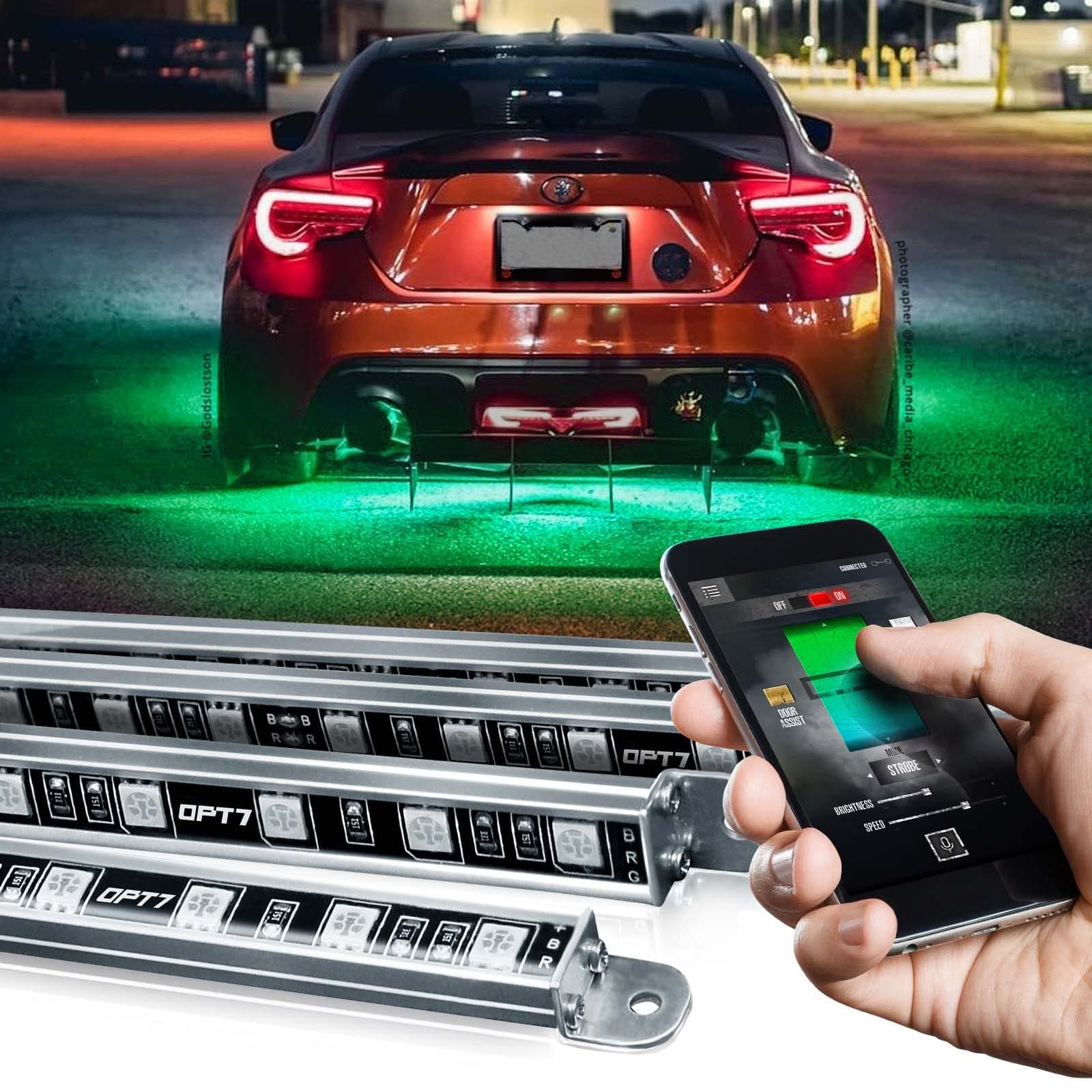 Aura Pro Underglow LED Lights with APP & Remote Control, RGB Multicolor Mode, Music Sync, 4 PCS Waterproof Rigid Aluminum Light Bar, Exterior Underbody Lighting Kit Universal Fit for Car Truck RV