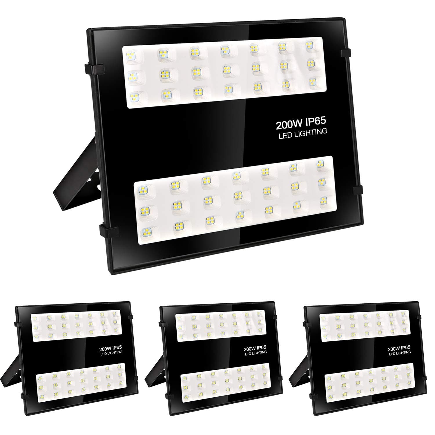 4 Pack 200W LED Flood Light, 20,000lm Super Bright Security Lights, Waterproof Outdoor Flood Light, 5000K Daylight White Floodlight for Yard, Garden, Playground, Garages, Basketball Court