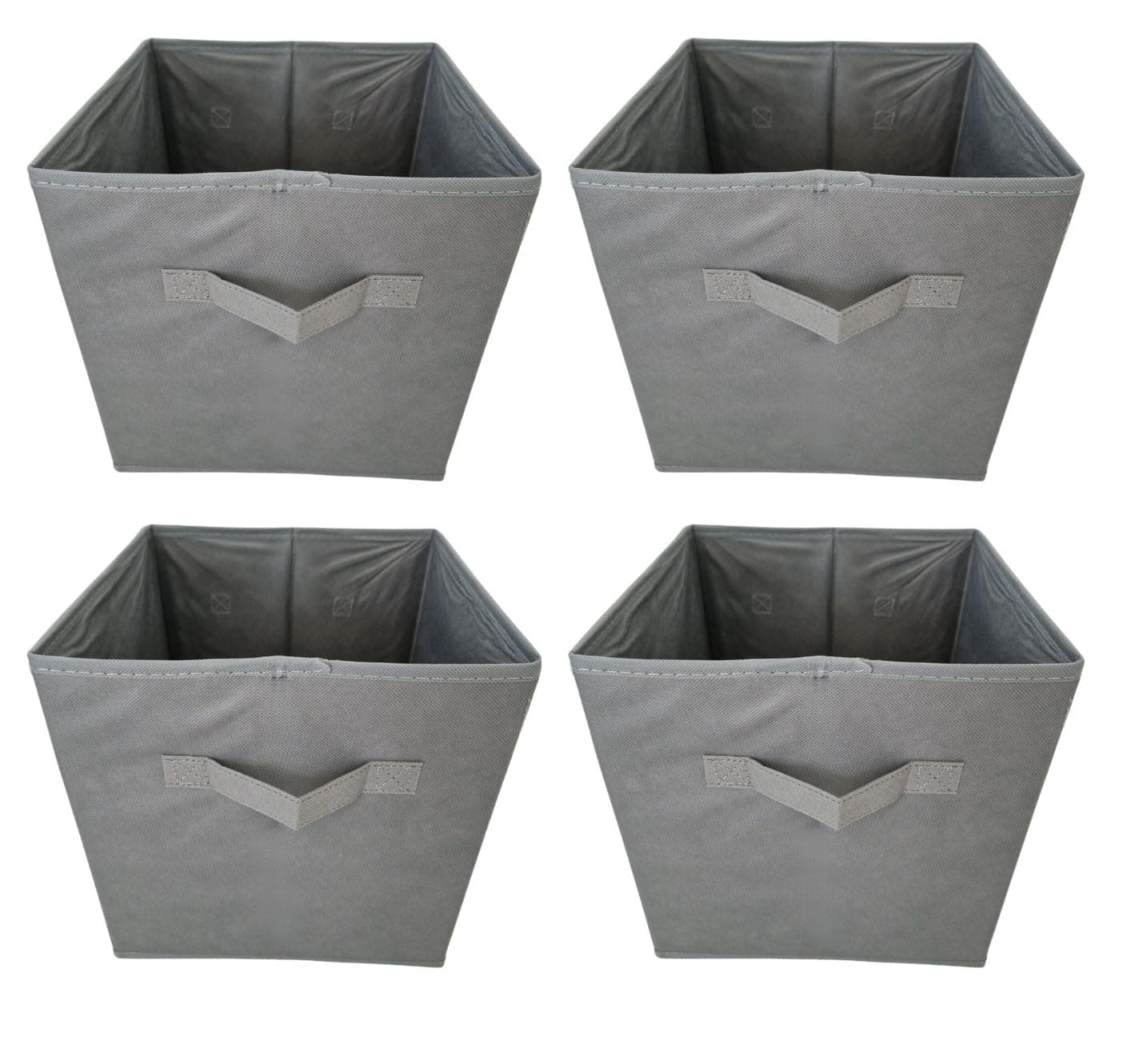 Folding Storage Boxes, Grey, Pack of 4, Collapsible Fabric Storage Cubes - 27cm x 27cm
