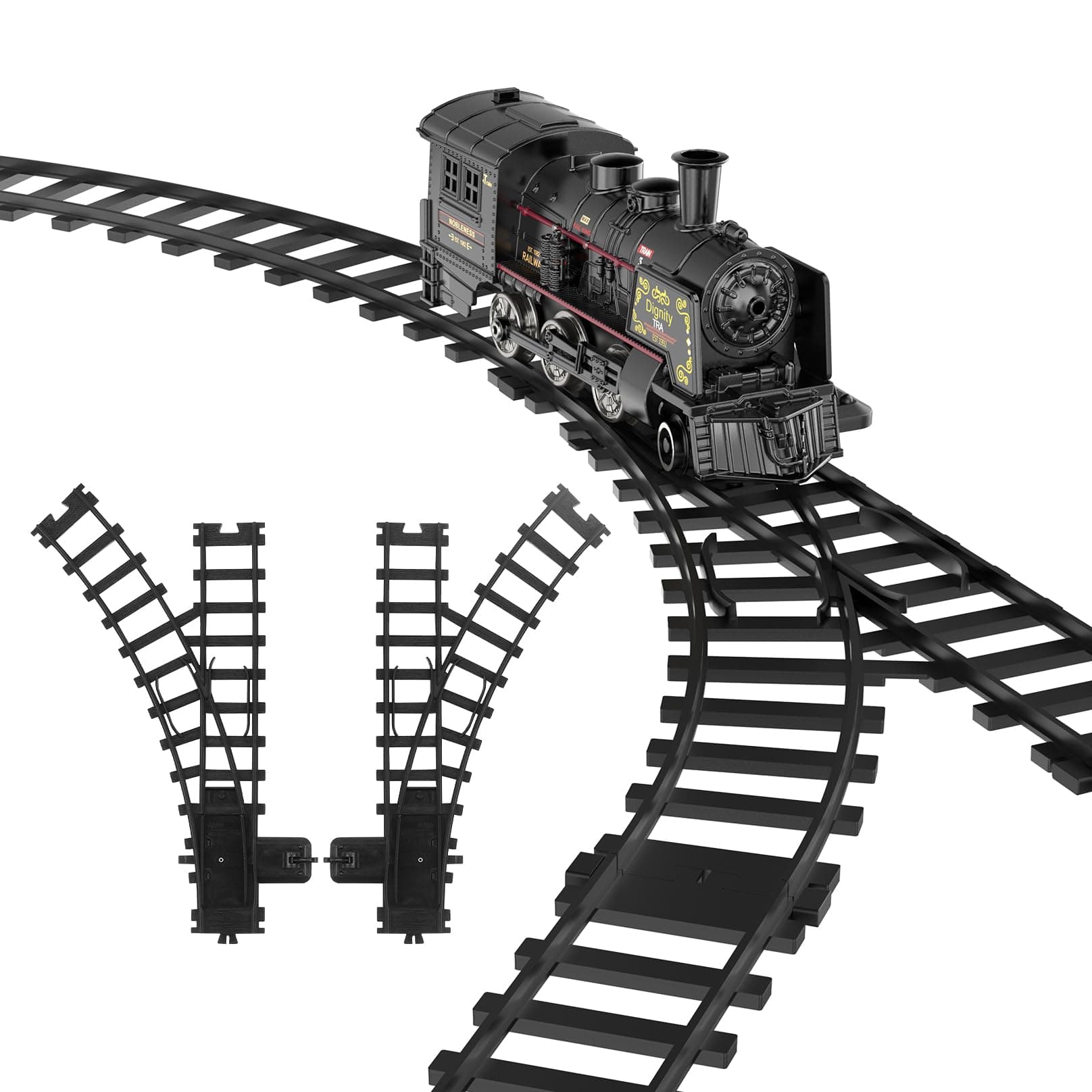 Hot Bee2 Pcs Train Tracks Accessories Curved Switch Track Railroad Building Toy Railway Rail for Hot Bee 30 Series Alloy Train Set, Gifts for 3 4 5 6 7 8+ Year Old Kids (Size:5CM/1.96IN)
