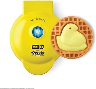 Dash & PEEPS® Mini Waffle Maker- Mini Machine for Creative Homemade Treats - Nonstick Iron with Unique Print Design - Stylish Waffle Machine - Yellow Chick