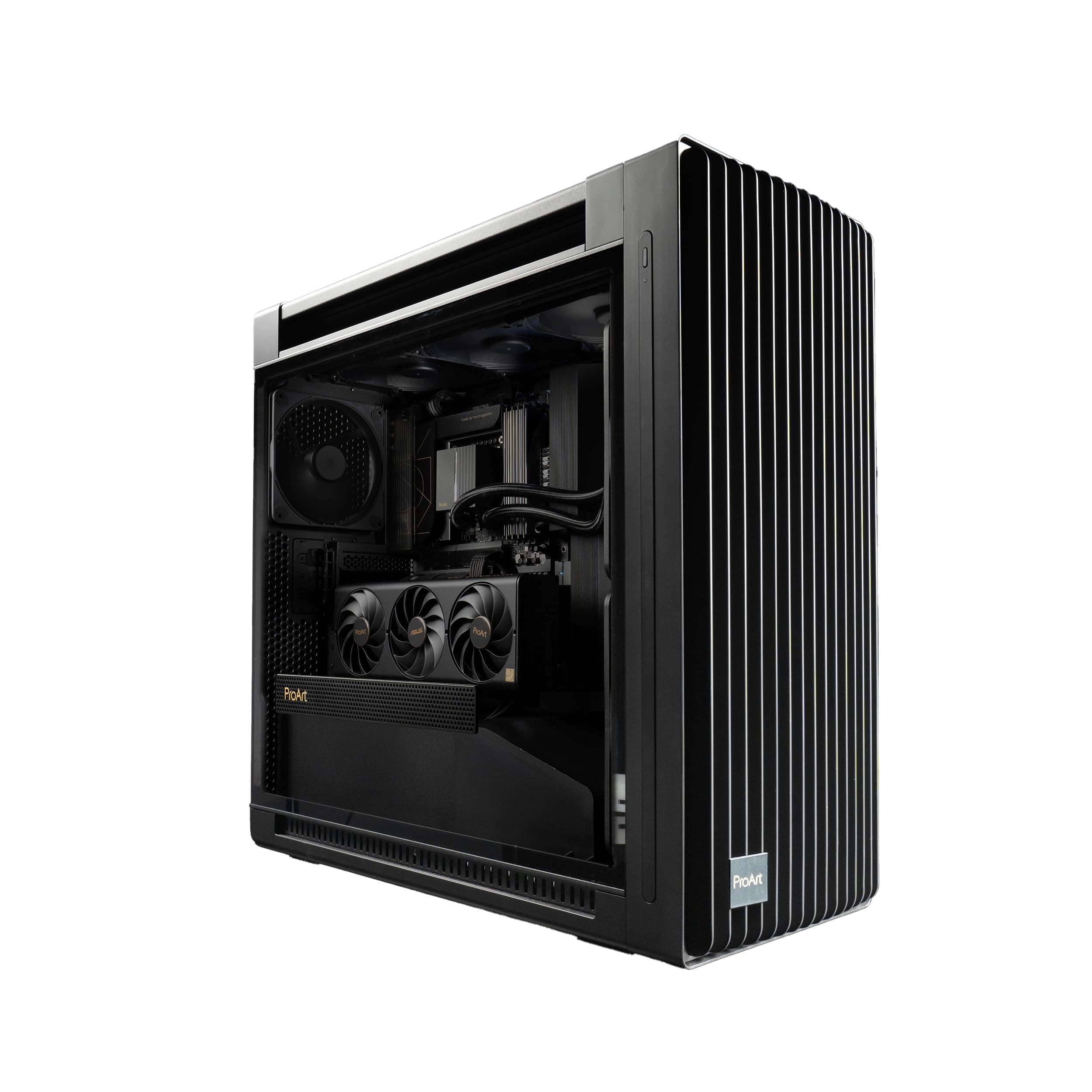 ProArt PA602 E-ATX Computer Case 420mm Radiator Support, Dual 200mm Built-in Fans, Front Panel IR dust Indicator, Power Lock Latch, Tool-Less PCIe mounting & GPU Holder, 20Gbps USB-C Front I/O