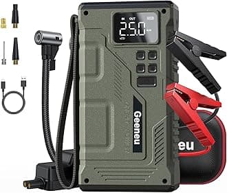 Jump Starter with Air Compressor, Portable 6000A Peak Car Jumper Starter with 150PSI Digital Tire Inflator (All Gas/10L Diesel), Power Pack Booster Jump Box