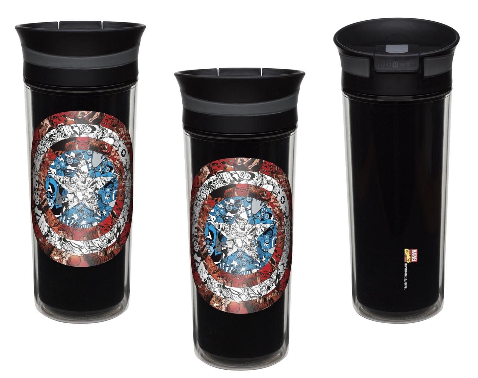 Zak Designs Co 3-Pack Marvel Classic Captain America Comics 16oz Leak-Proof Slide Lid Insulated Travel Tumbler Mugs
