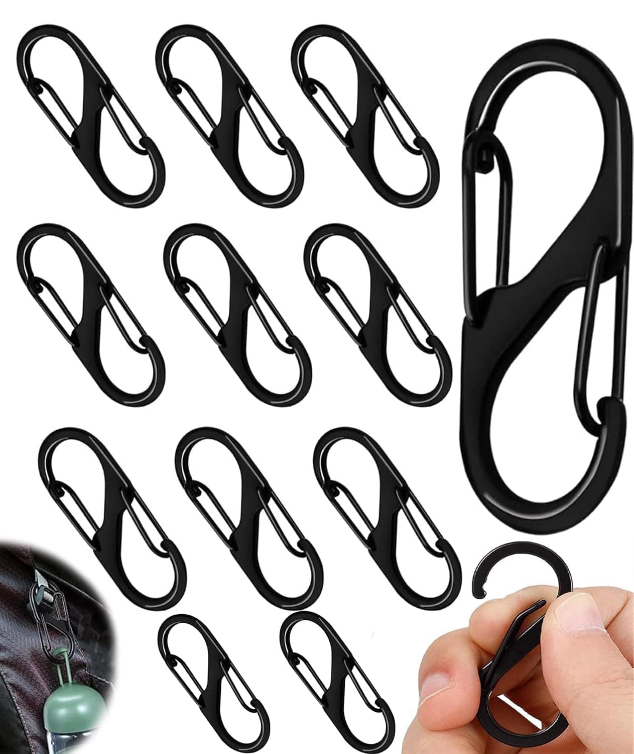 12PCS Carabiner, Dual Hook S Keychain Hook, Quick Release Design, (40 * 19mm) Hook Keychain Versatile for Backpack, Camping, Organizing, Multi-Purpose Durable S Keyring - Outdoor Gear Essentials
