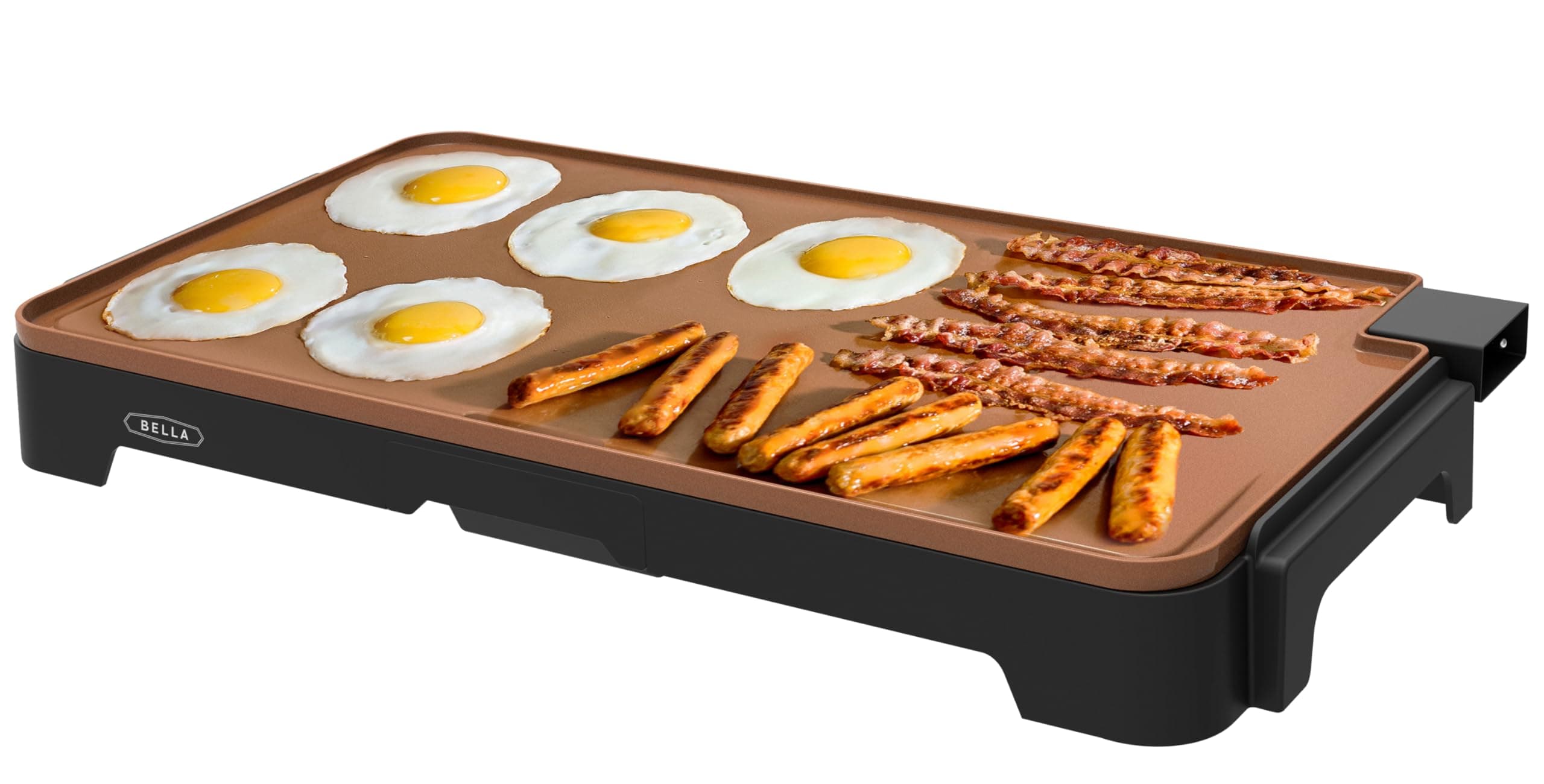 XL Electric Ceramic Titanium Griddle, Make 15 Eggs At Once, Healthy-Eco Non-stick Coating, Hassle-Free Clean Up, Large Submersible Cooking Surface, 12" x 22", Copper/Black