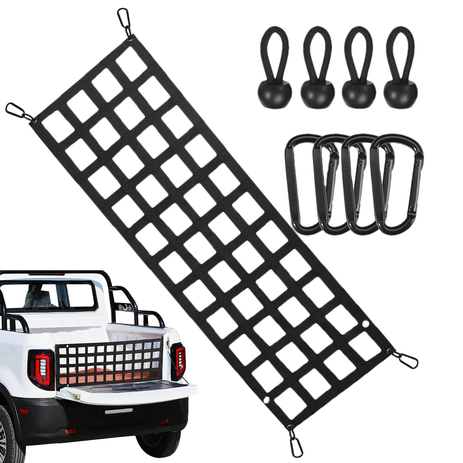 Truck Tailgate Net - Cargo Trucks Bed Divider, Bully Mesh Tail Gate | Adjustable Heavy Duty Tailgate Cargo Netting with Excellent Uv Protection, Truck Bed Extender Tailgate Cargo Net for Vehicles