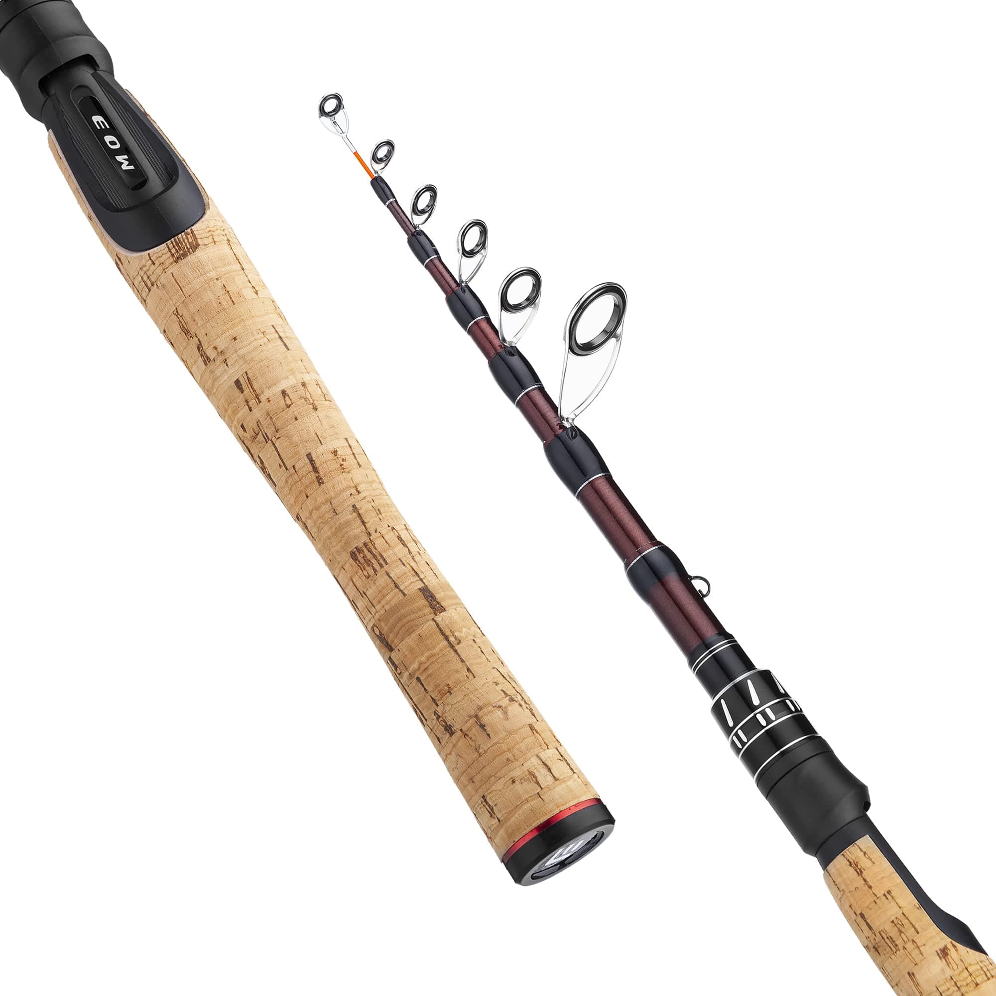 EOW XPEDITE Portable Telescopic Fishing Rods, Spinning & Casting, 24T Carbon Blanks & Solid Carbon Tip, Cork Handle, Travel Rod, Short Collapsible Rods
