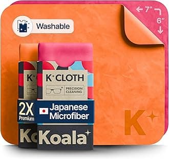 Koala Lifestyle Lens Cleaning Cloth | Japanese Microfiber | Glasses Cleaning Cloths | Eyeglass Lens Cleaner | Eyeglasses, Camera Lens, VR/AR Headset, and Screen Cleaning | Pink & Orange (Pack of 2)