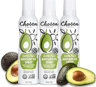 100% Pure Avocado Oil Spray 6 Oz. (3 Pack), Non-Gmo, 500°F Smoke Point, Propellant-Free, Air Pressure Only For High-Heat Cooking, Baking And Frying
