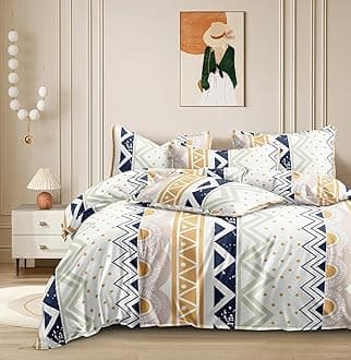 THE HOME STYLE Super Soft Glace Cotton King Size AC Comforter ll Blanket ll Duvet for Double Bed with 1 Flat Bedsheet and 2 Pillow Cover (Abstract Mist) (4PC Comforter Set)